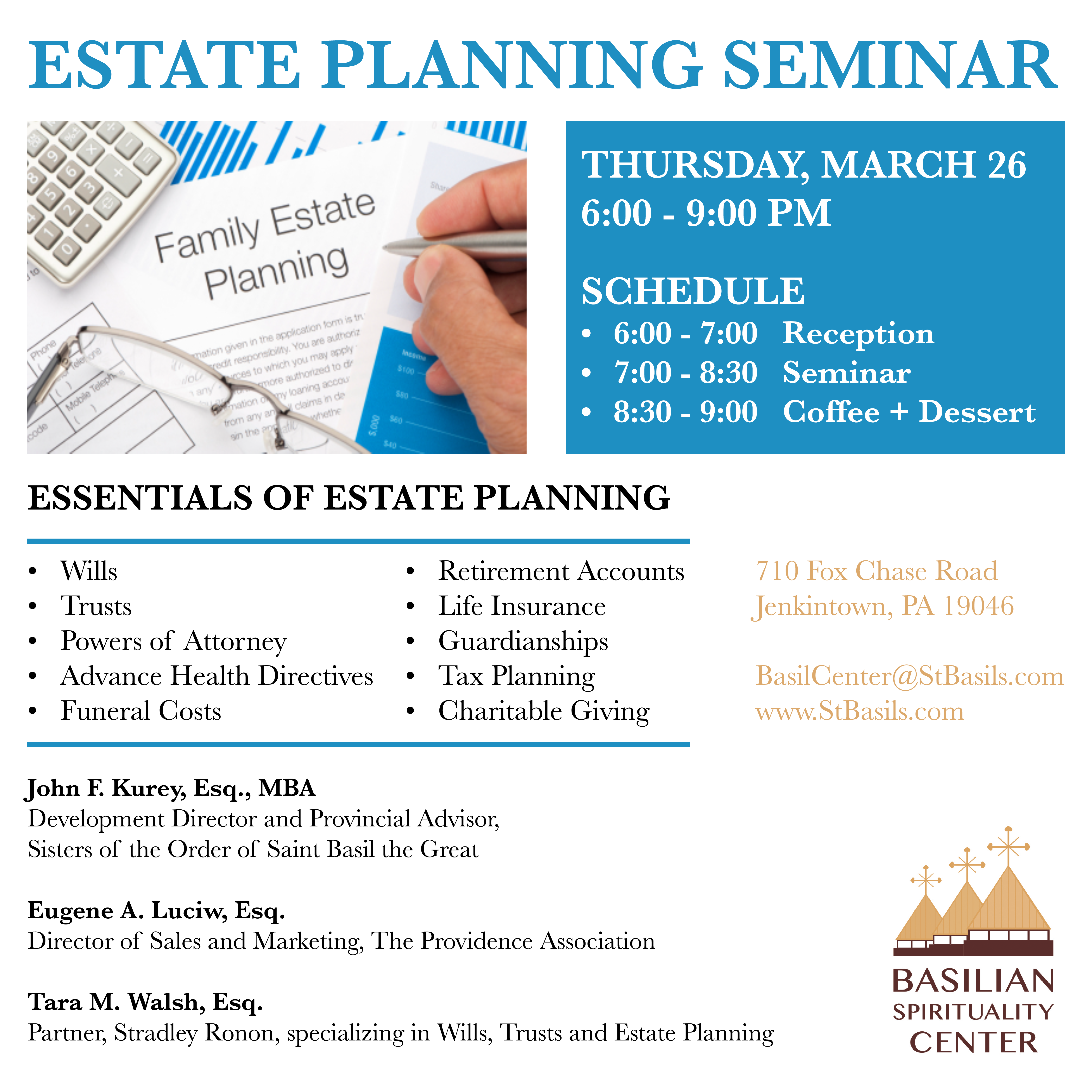 Estate Planning Seminar ad Sisters of the Order of Saint Basil the Great